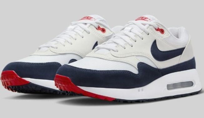 Nike 高爾夫球鞋 Air Max 1 86 OG G 男鞋 女鞋 白 藍 防潑水 氣墊 麂皮